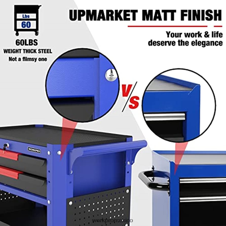 WORKPRO Carro de herramientas rodante de 2 cajones premium, organizador de almacenamiento de carro de servicio industrial de servicio pesado con ruedas y sistema de bloqueo útil almacenamiento V82RH21