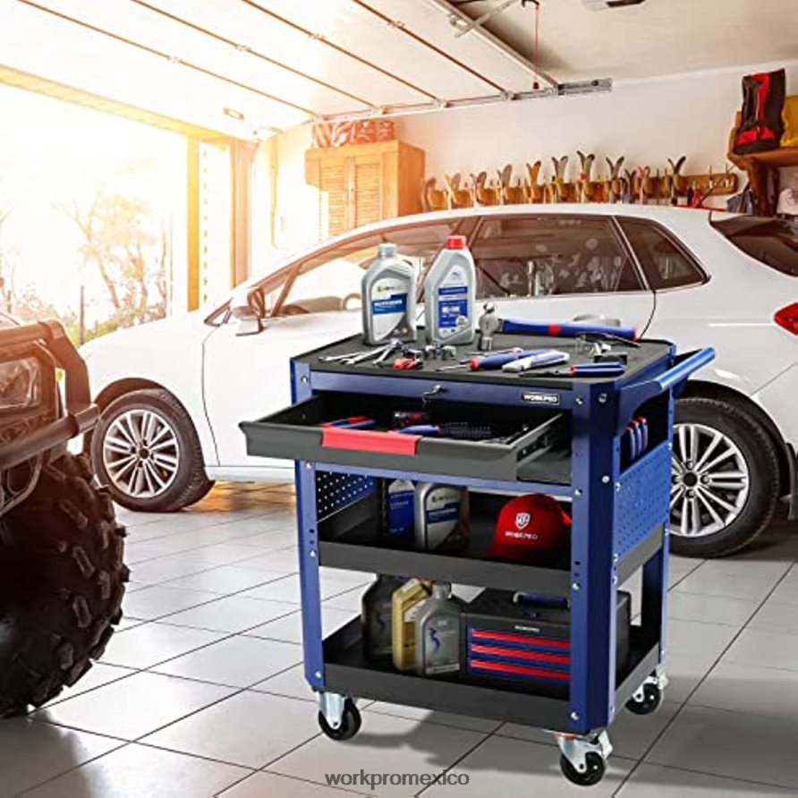 WORKPRO Carro de herramientas rodante de 2 cajones premium, organizador de almacenamiento de carro de servicio industrial de servicio pesado con ruedas y sistema de bloqueo útil almacenamiento V82RH21