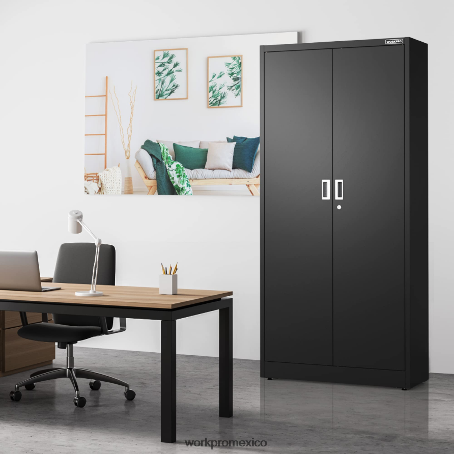 WORKPRO armario de almacenamiento, armarios metálicos de garaje con puertas y estantes moderno almacenamiento V82RH222