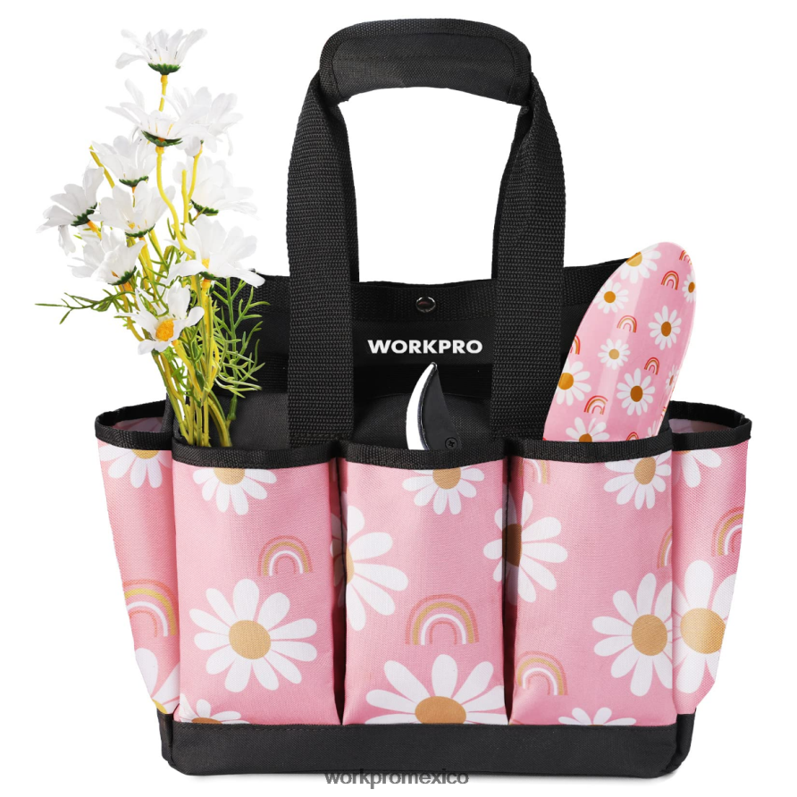 WORKPRO bolsa de herramientas de jardín con 9 bolsillos blanco floral/rosa floral almacenamiento V82RH2286