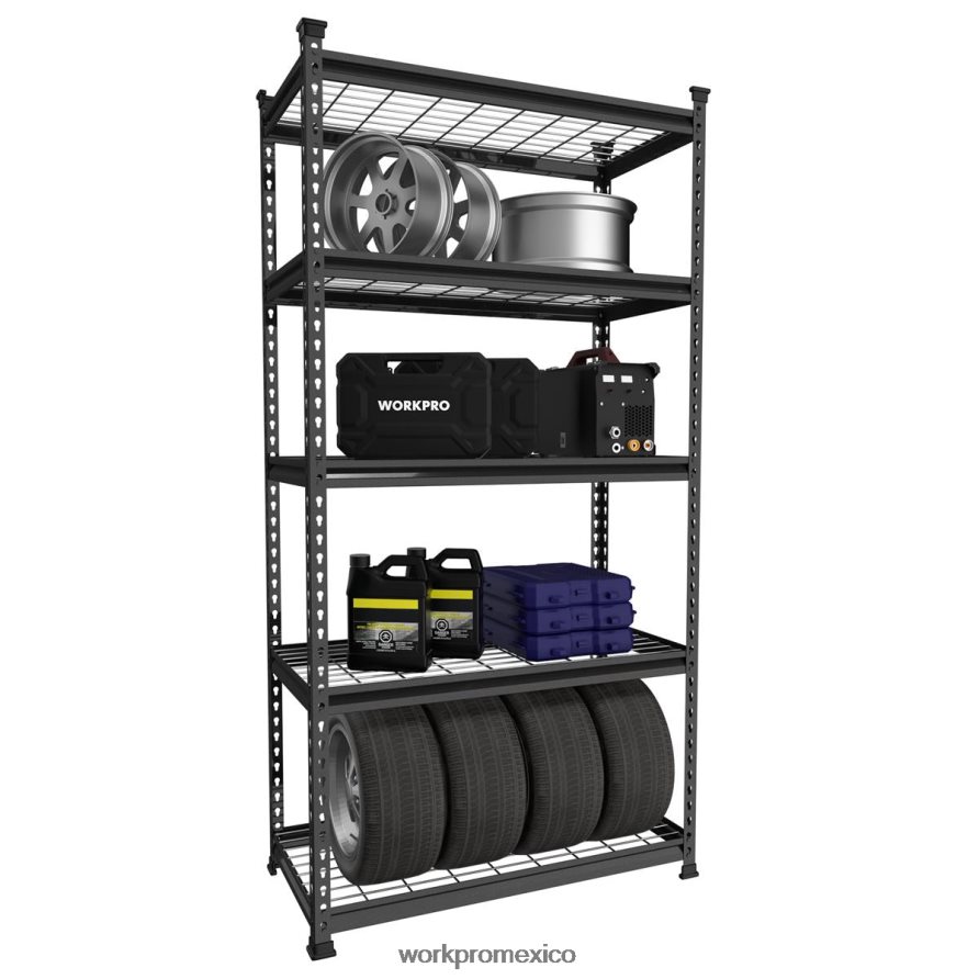 WORKPRO estante resistente del estante ajustable del almacenamiento de la estantería del almacenamiento del metal de 5 niveles negro con estampado plateado almacenamiento V82RH26
