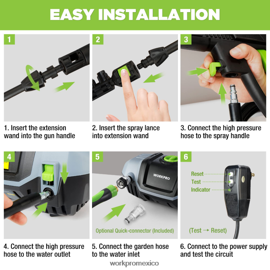 WORKPRO Lavadora eléctrica compacta de alta presión de 1900 psi máx. 1,8 gpm y 12 amperios útil herramienta V82RH2299