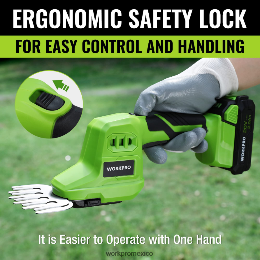 WORKPRO Tijera para setos y cortasetos de mano eléctrica inalámbrica 2 en 1 de 20 V, con batería de iones de litio recargable de 2,0 Ah y cargador rápido de 1 hora útil herramienta V82RH2302