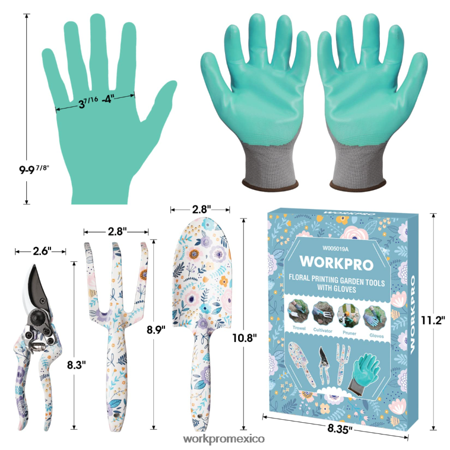 WORKPRO Juego de herramientas de jardín de aluminio de 4 piezas. blanco/rosa herramienta V82RH2285