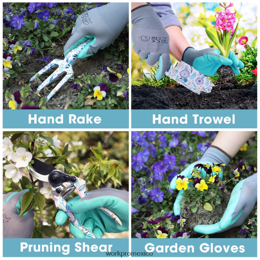 WORKPRO Juego de herramientas de jardín de aluminio de 4 piezas. blanco/rosa herramienta V82RH2285