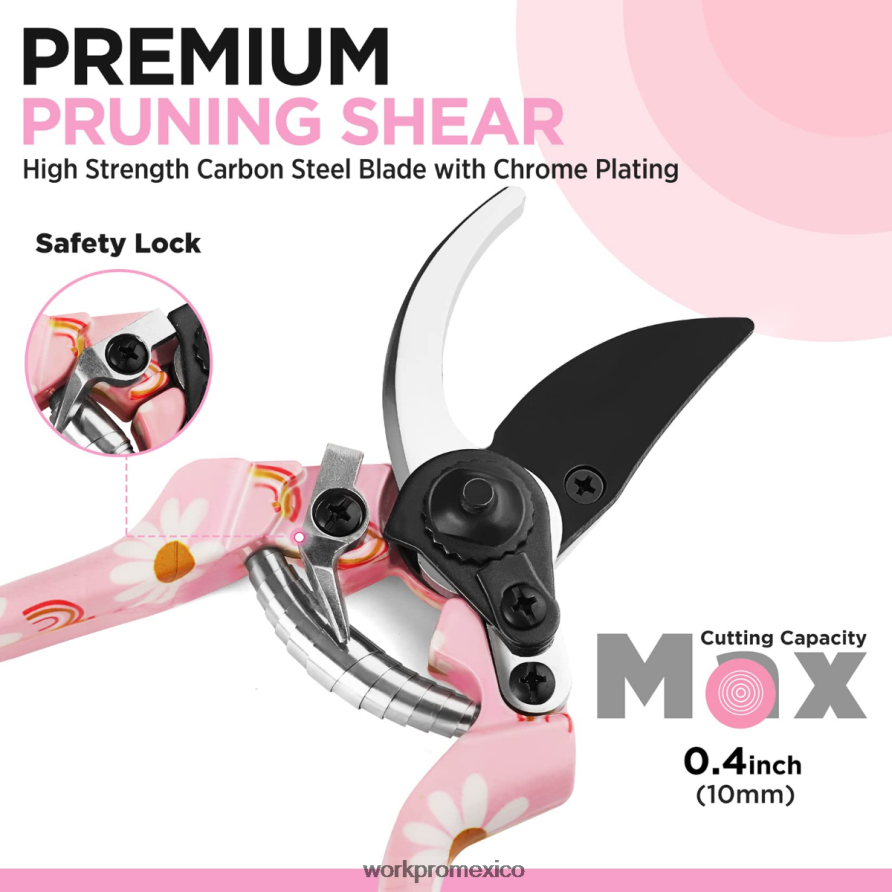 WORKPRO Juego de herramientas de jardinería de alta resistencia de aluminio de 5 piezas blanco/rosa herramienta V82RH2284