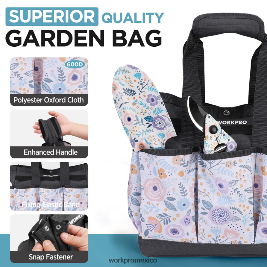 WORKPRO Juego de herramientas de jardinería de alta resistencia de aluminio de 5 piezas blanco/rosa herramienta V82RH2284