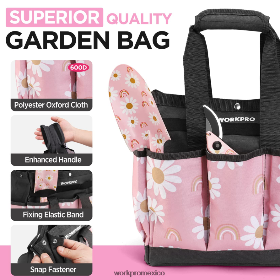 WORKPRO Juego de herramientas de jardinería de alta resistencia de aluminio de 5 piezas blanco/rosa herramienta V82RH2284