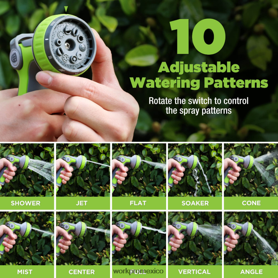 WORKPRO Rociador con boquilla para manguera de jardín con 10 patrones de rociado útil herramienta V82RH2278