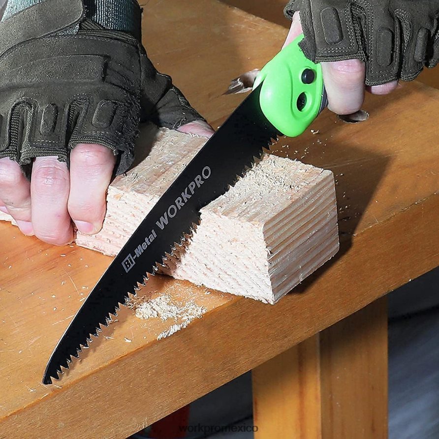 WORKPRO Sierra plegable, sierra de poda manual compacta con bloqueo de botón de hoja de 7 pulgadas útil herramienta V82RH2270