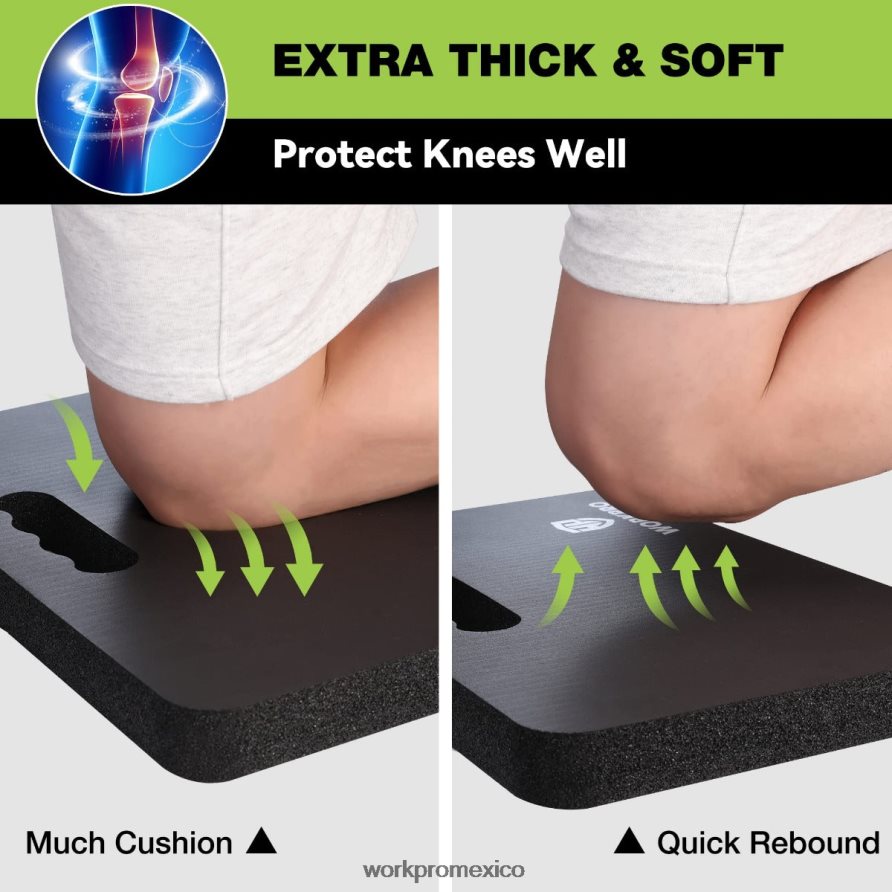WORKPRO almohadilla para rodillas de espuma extra gruesa, 17,5 x 11 x 1,5 negro herramienta V82RH2277