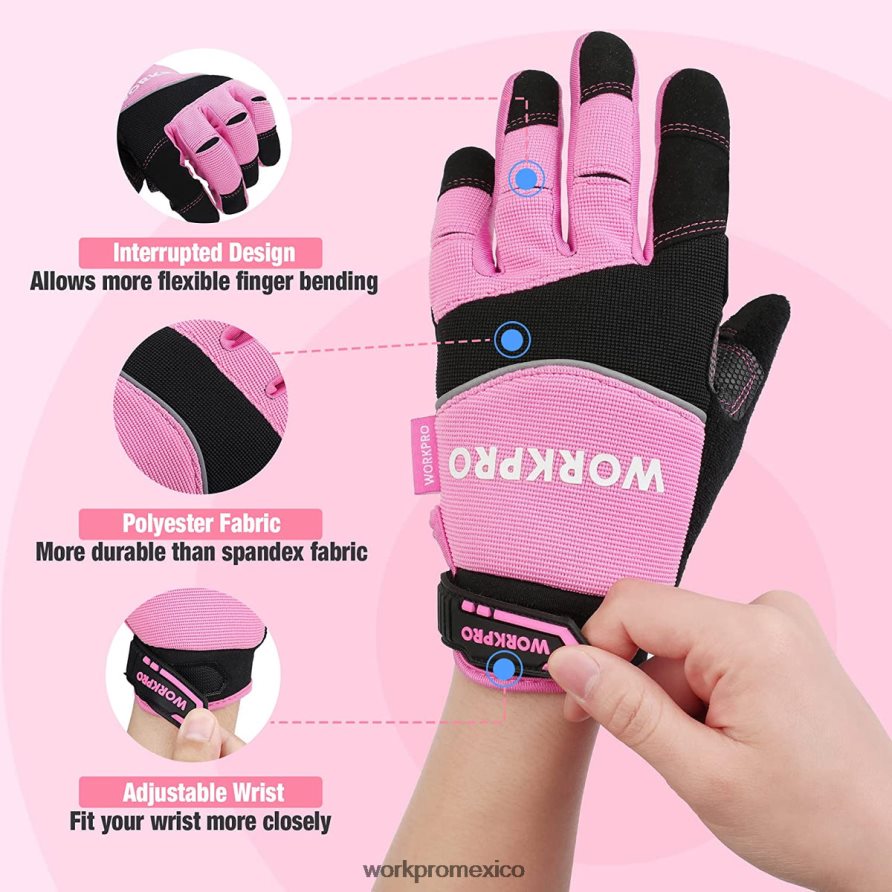 WORKPRO guantes de trabajo de seguridad, pantalla táctil, tejido de rizo, guantes de trabajo antideslizantes- m rosa herramienta V82RH2250