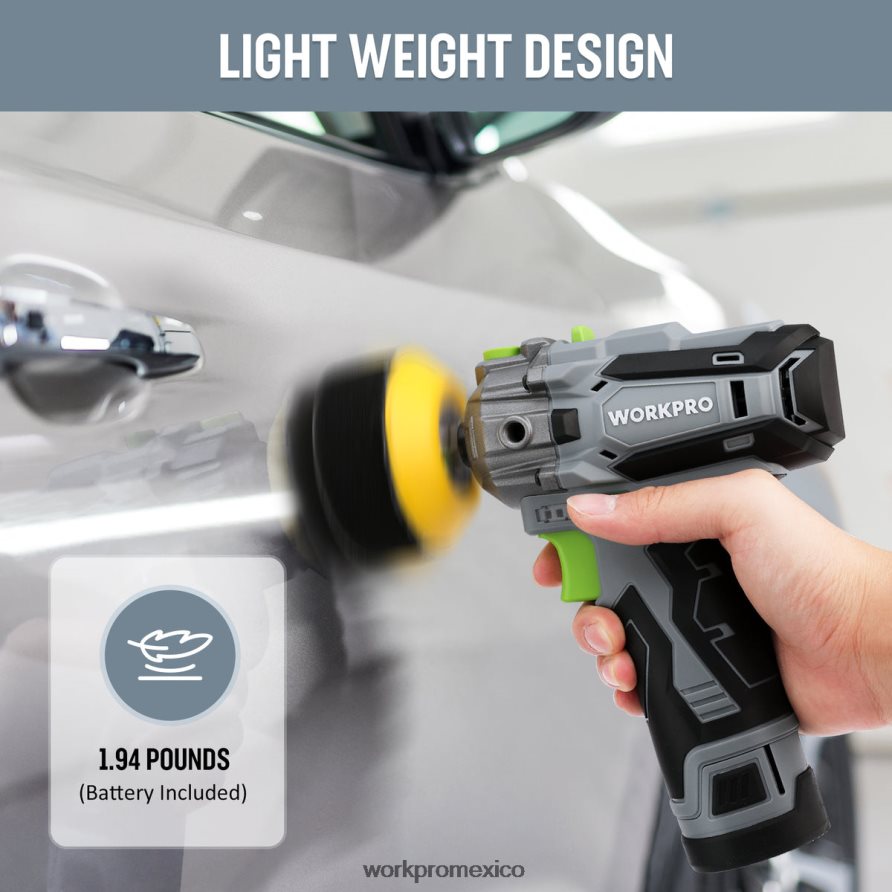 WORKPRO Pulidora inalámbrica de 12 V, mini kit de máquina pulidora y lijadora para detalles de automóviles con 2 baterías de iones de litio útil herramienta V82RH2229