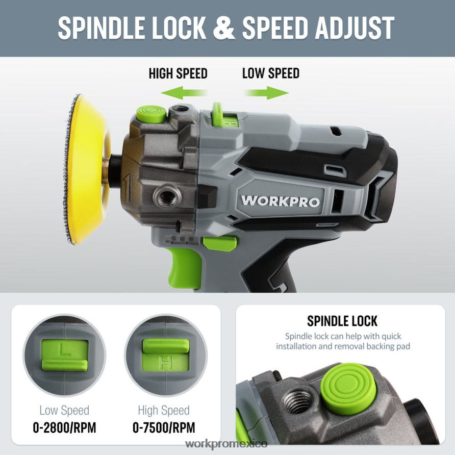 WORKPRO Pulidora inalámbrica de 12 V, mini kit de máquina pulidora y lijadora para detalles de automóviles con 2 baterías de iones de litio útil herramienta V82RH2229