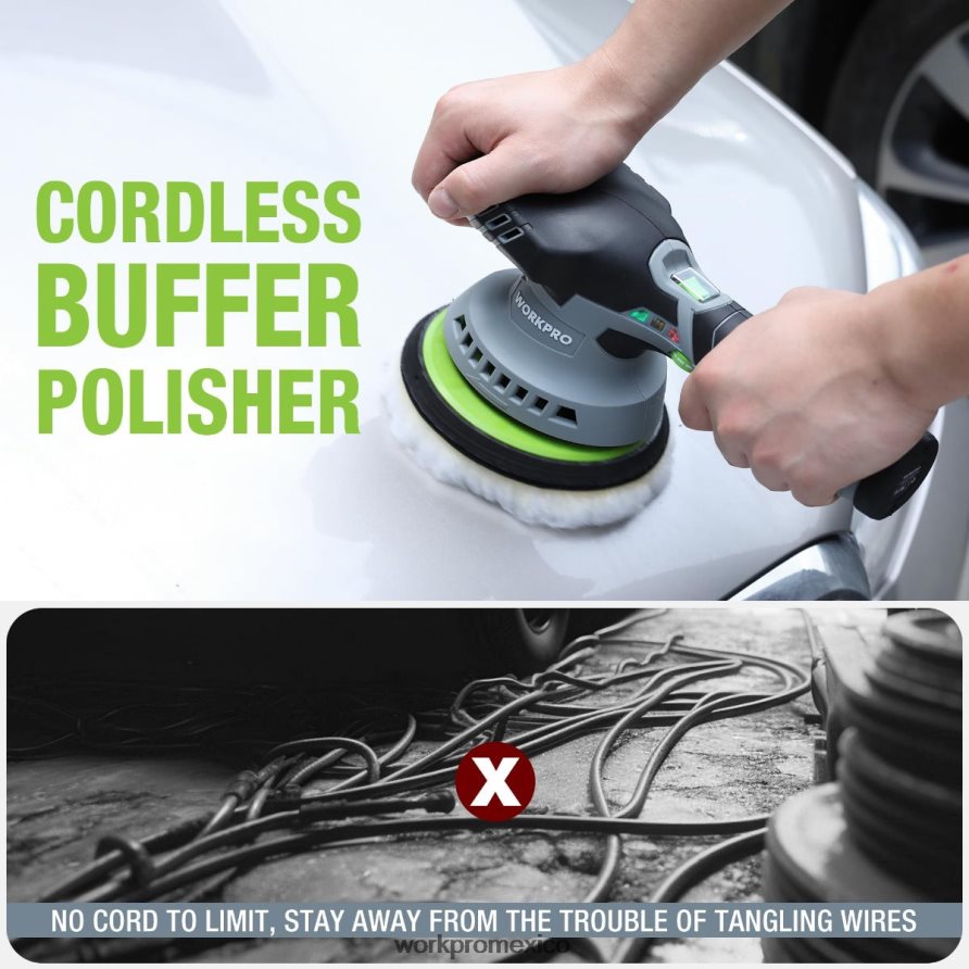 WORKPRO Pulidora inalámbrica de doble acción para coche de 6 pulgadas con 2 baterías recargables de 12v moderno herramienta V82RH2238