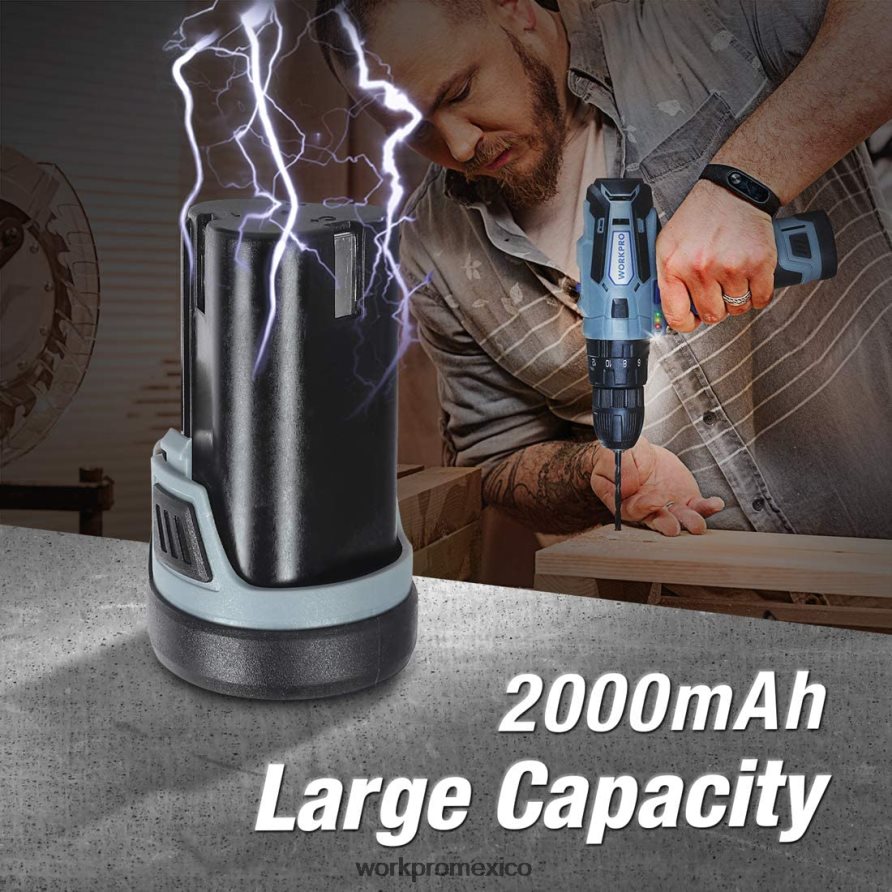 WORKPRO Paquete de baterías de iones de litio de 12v 2.0ah útil herramienta V82RH2224