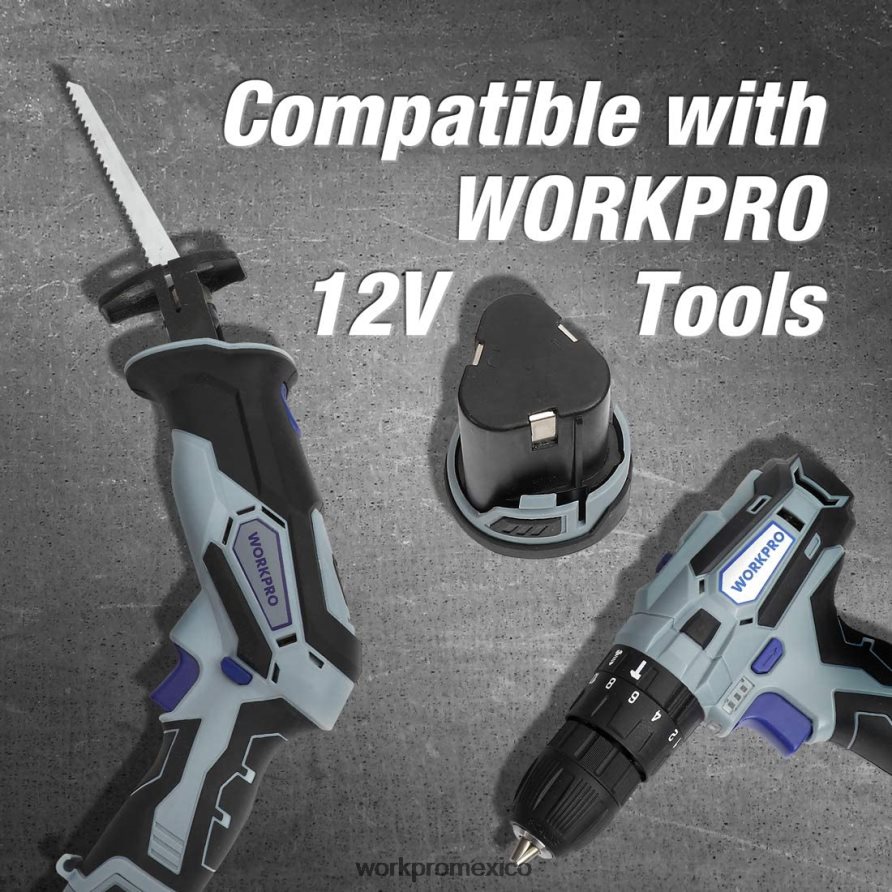 WORKPRO Paquete de baterías de iones de litio de 12v 2.0ah útil herramienta V82RH2224