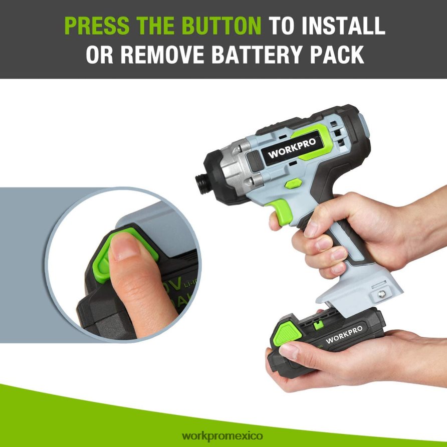 WORKPRO Paquete de baterías de iones de litio de 20v 2.0ah moderno herramienta V82RH2218