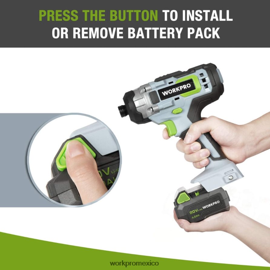 WORKPRO Paquete de baterías de iones de litio de 20v 4.0ah moderno herramienta V82RH2217