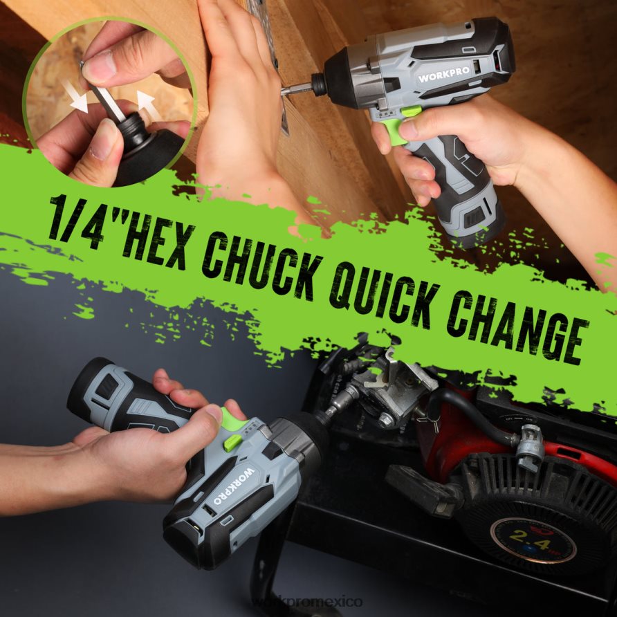 WORKPRO Kit de destornillador de impacto inalámbrico de 12 V, juego de taladro/destornillador de impacto eléctrico hexagonal con batería de iones de litio de 2,0 Ah nuevo herramienta V82RH2190