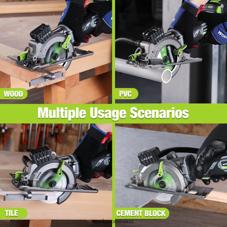 WORKPRO Mini sierra circular inalámbrica compacta, batería de 20 V 4,0 Ah, cargador rápido, 3 hojas de sierra, 4500 rpm. útil herramienta V82RH2186
