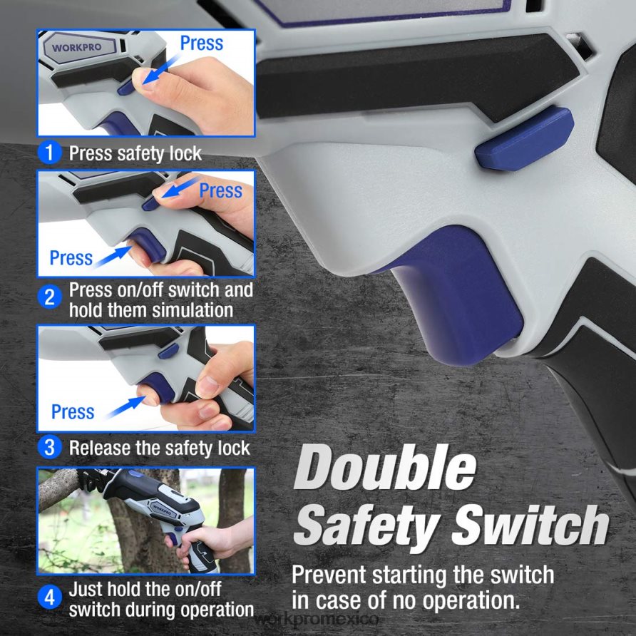 WORKPRO Sierra alternativa inalámbrica de 12 V con mordaza de sujeción. útil herramienta V82RH2185