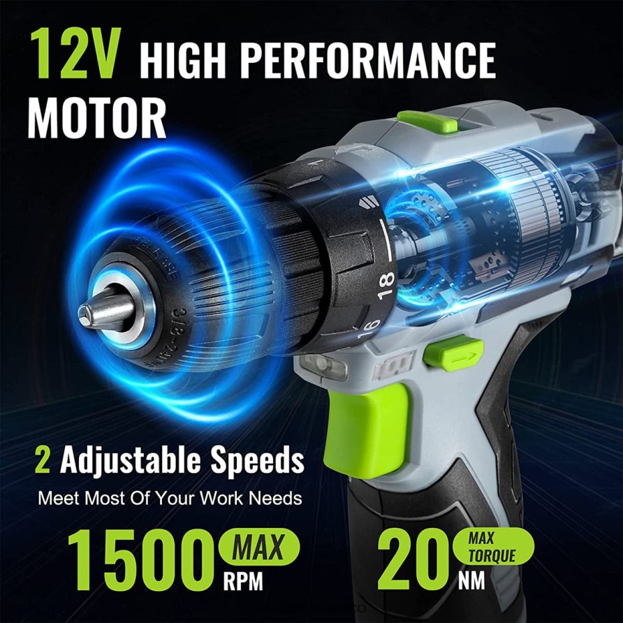 WORKPRO Juego de herramientas para el hogar y taladro inalámbrico de 12 V de 61 piezas, bolsa de almacenamiento de 14 pulgadas incluida gris herramienta V82RH2174