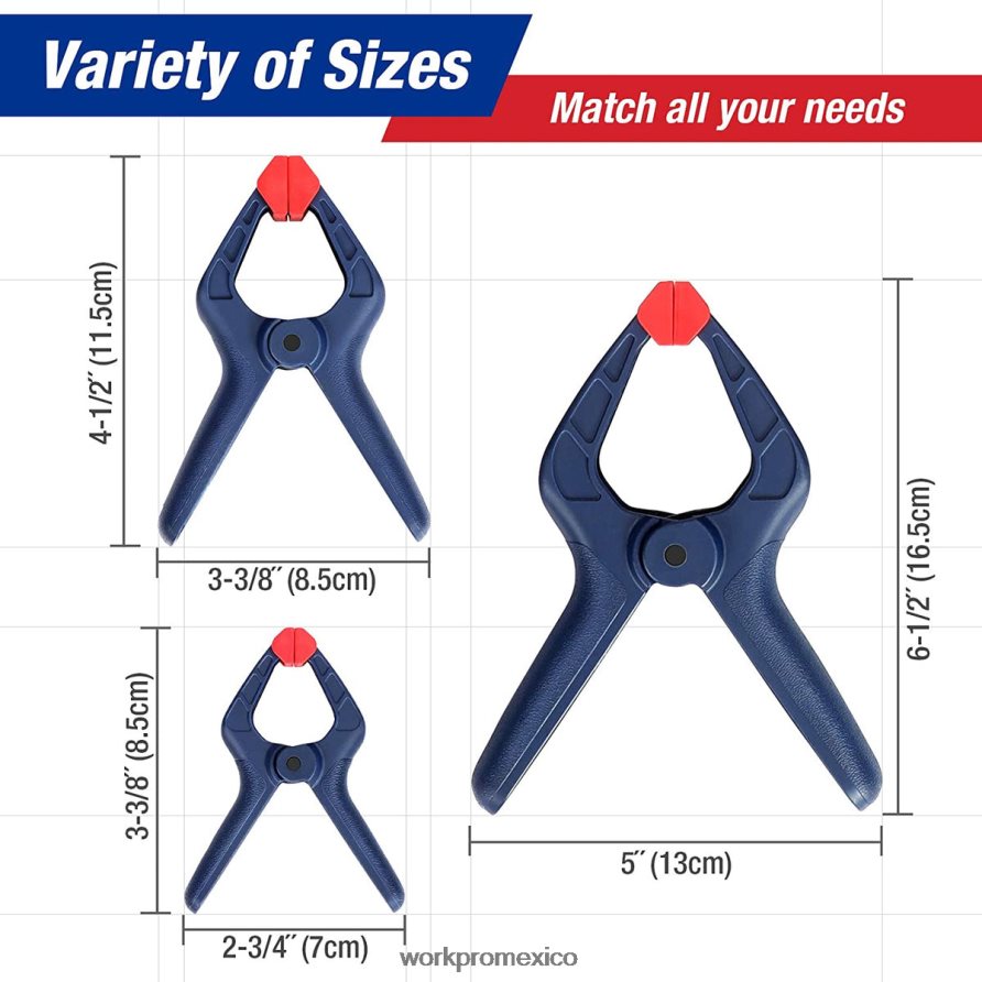 WORKPRO Juego de abrazaderas de resorte de nailon de 16 piezas para estudios de fotografía de carpintería y trabajos de bricolaje azul herramienta V82RH2119