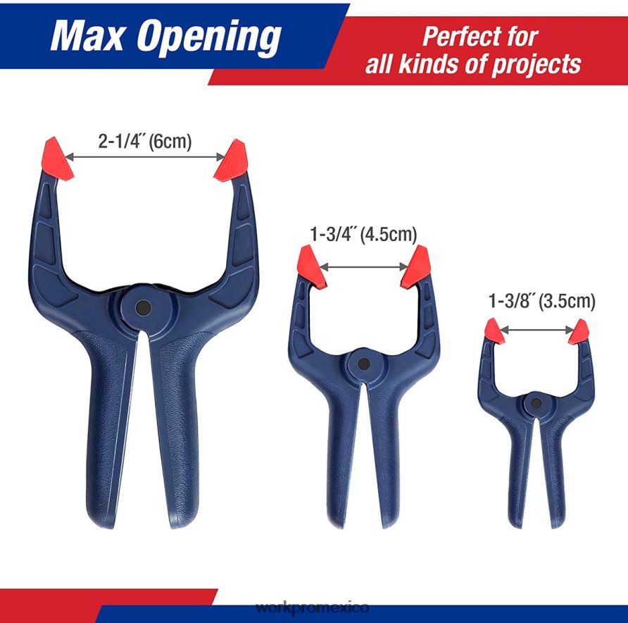 WORKPRO Juego de abrazaderas de resorte de nailon de 16 piezas para estudios de fotografía de carpintería y trabajos de bricolaje azul herramienta V82RH2119
