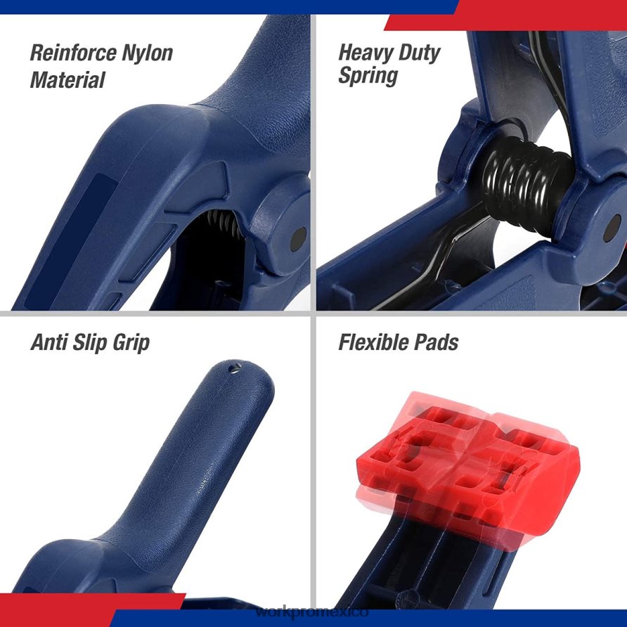 WORKPRO Juego de abrazaderas de resorte de nailon de 16 piezas para estudios de fotografía de carpintería y trabajos de bricolaje azul herramienta V82RH2119