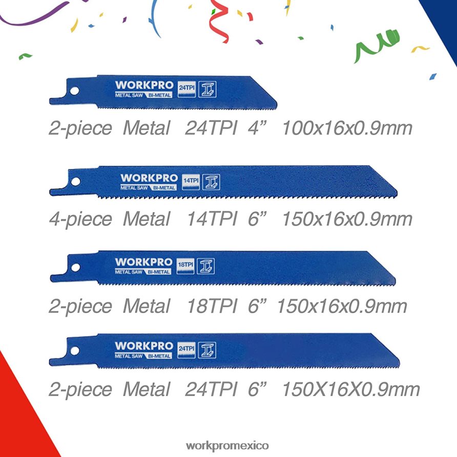 WORKPRO Juego de 32 hojas de sierra alternativa con bolsa organizadora útil herramienta V82RH2138