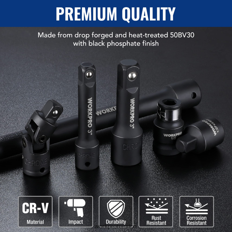 WORKPRO Juego de accesorios para herramientas de accionamiento de 18 piezas moderno herramienta V82RH2137