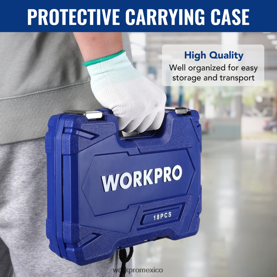 WORKPRO Juego de accesorios para herramientas de accionamiento de 18 piezas moderno herramienta V82RH2137
