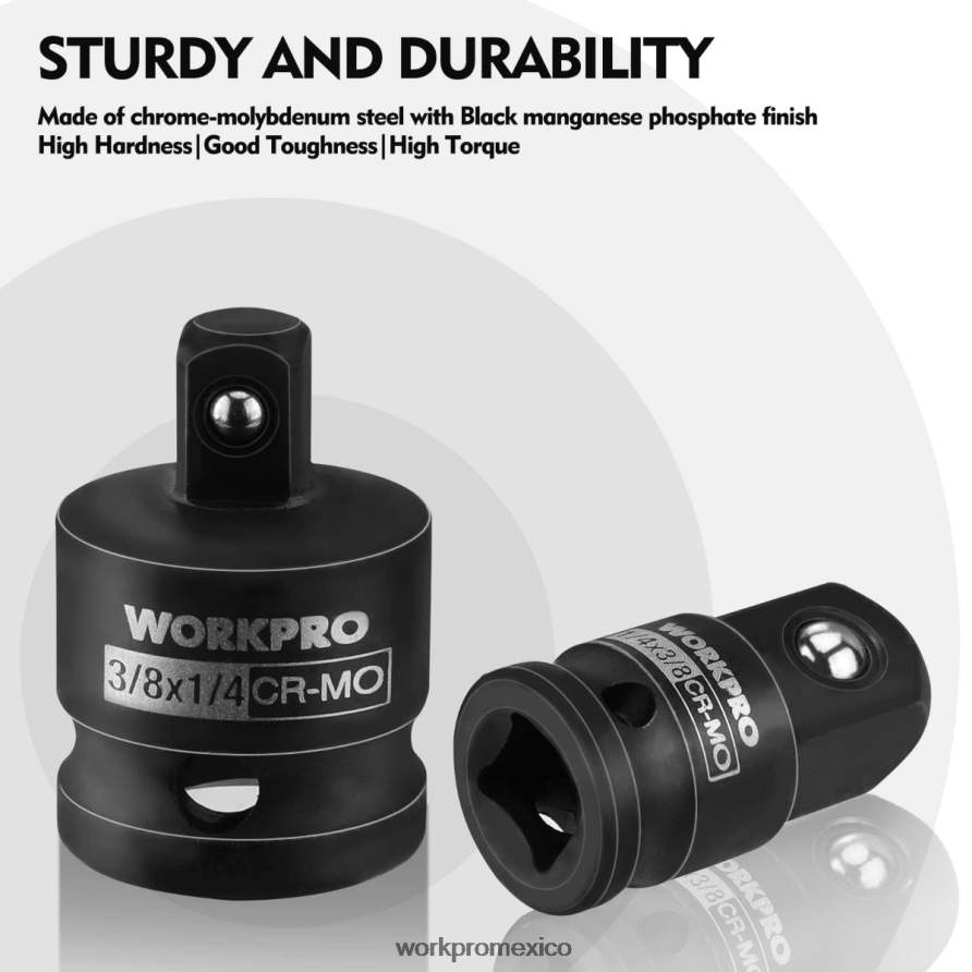 WORKPRO Juego de adaptador y reductor de vaso de impacto de 4 piezas, kit de conversión de llave útil herramienta V82RH294