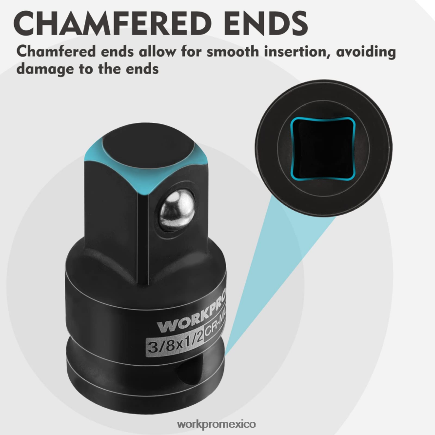WORKPRO Juego de adaptador y reductor de vaso de impacto de 4 piezas, kit de conversión de llave útil herramienta V82RH294