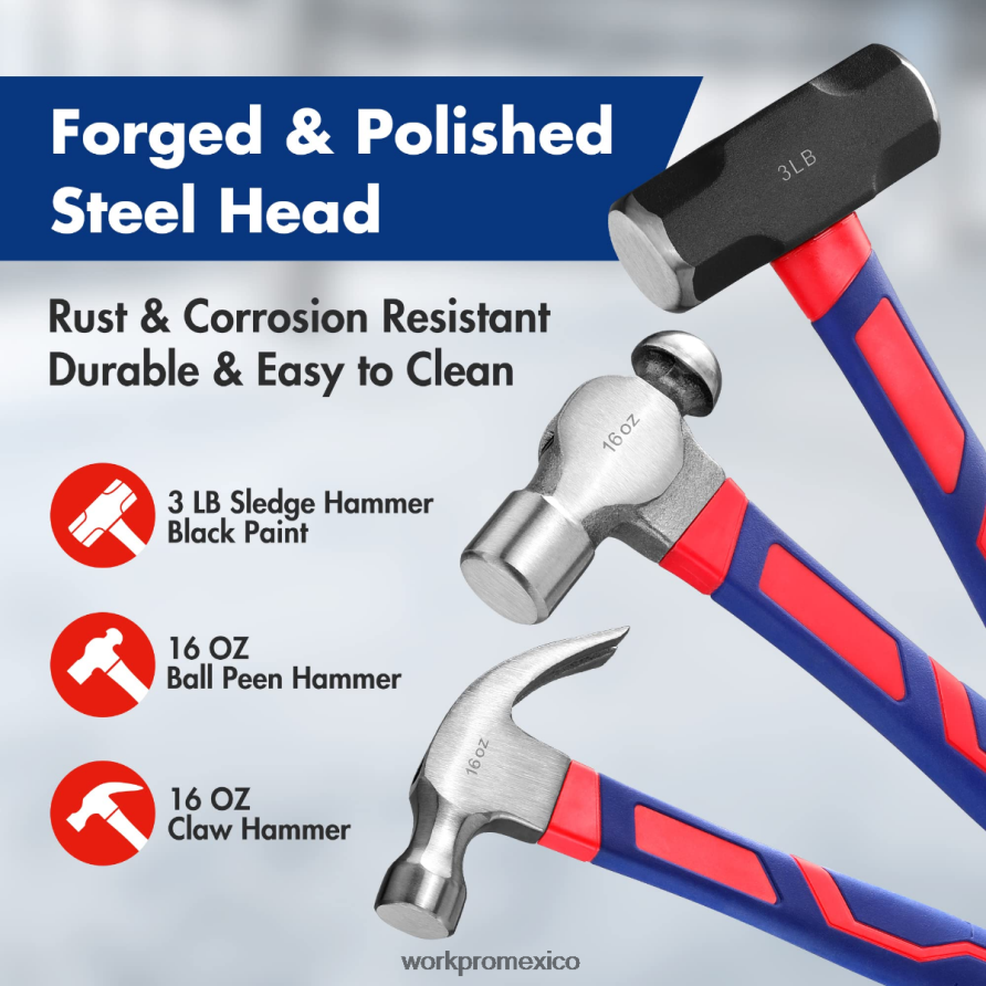 WORKPRO Juego de martillos de 5 piezas. moderno herramienta V82RH2136