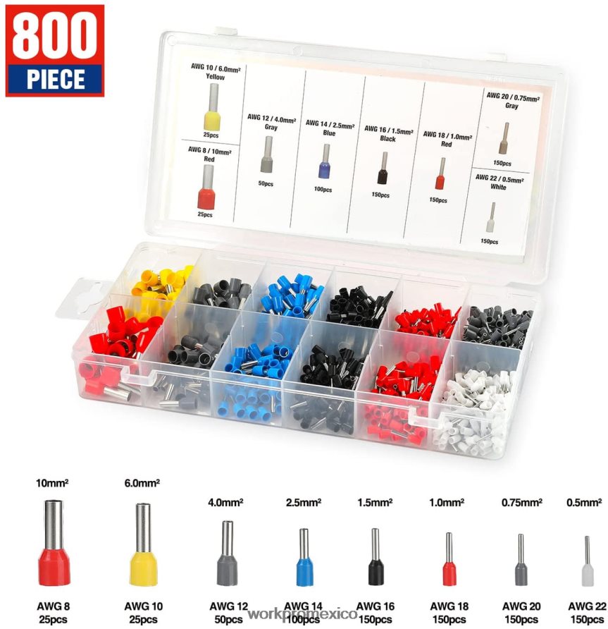 WORKPRO Kit de herramientas para prensar férulas, herramienta para prensar cables de trinquete autoajustable awg 28-7 moderno herramienta V82RH2161