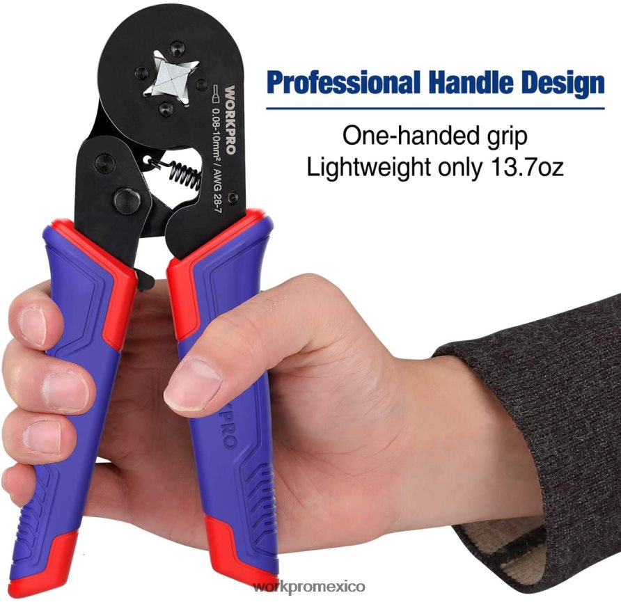 WORKPRO Kit de herramientas para prensar férulas, herramienta para prensar cables de trinquete autoajustable awg 28-7 moderno herramienta V82RH2161