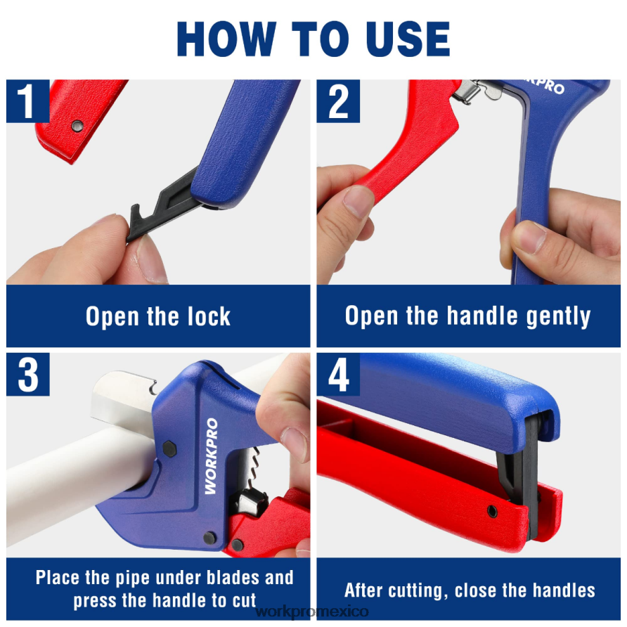 WORKPRO herramienta cortadora de tubos de pvc con trinquete útil herramienta V82RH2155