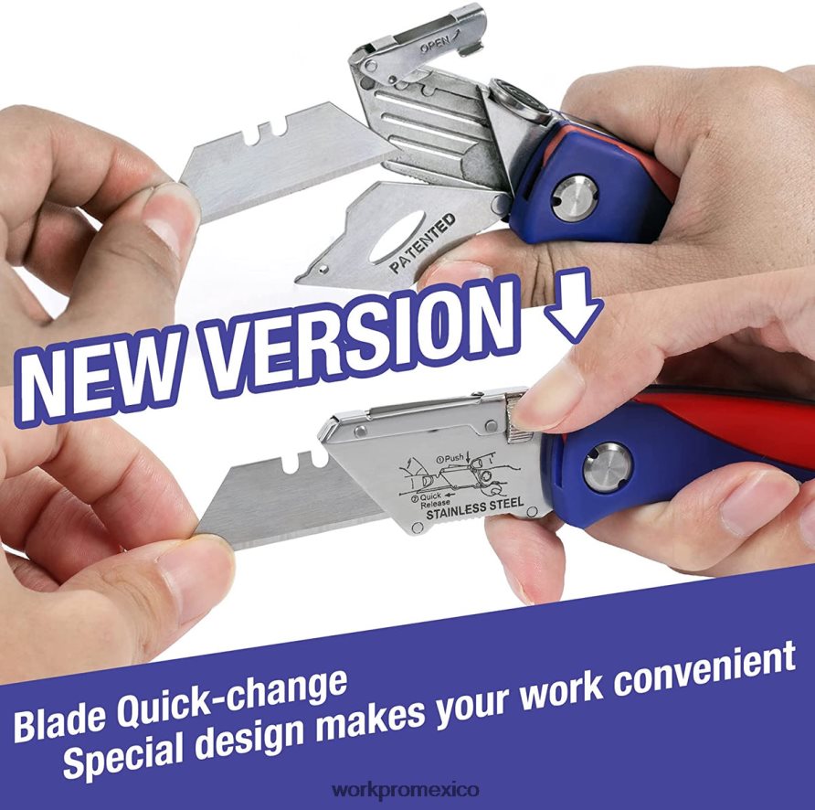 WORKPRO navaja multiusos plegable con cierre trasero cortador de cajas de cambio rápido con clip para cinturón moderno herramienta V82RH246