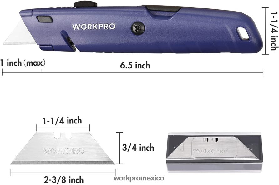 WORKPRO navaja multiusos retráctil con almacenamiento adicional para hojas, paquete de 2 cortadores de caja de cambio rápido moderno herramienta V82RH256