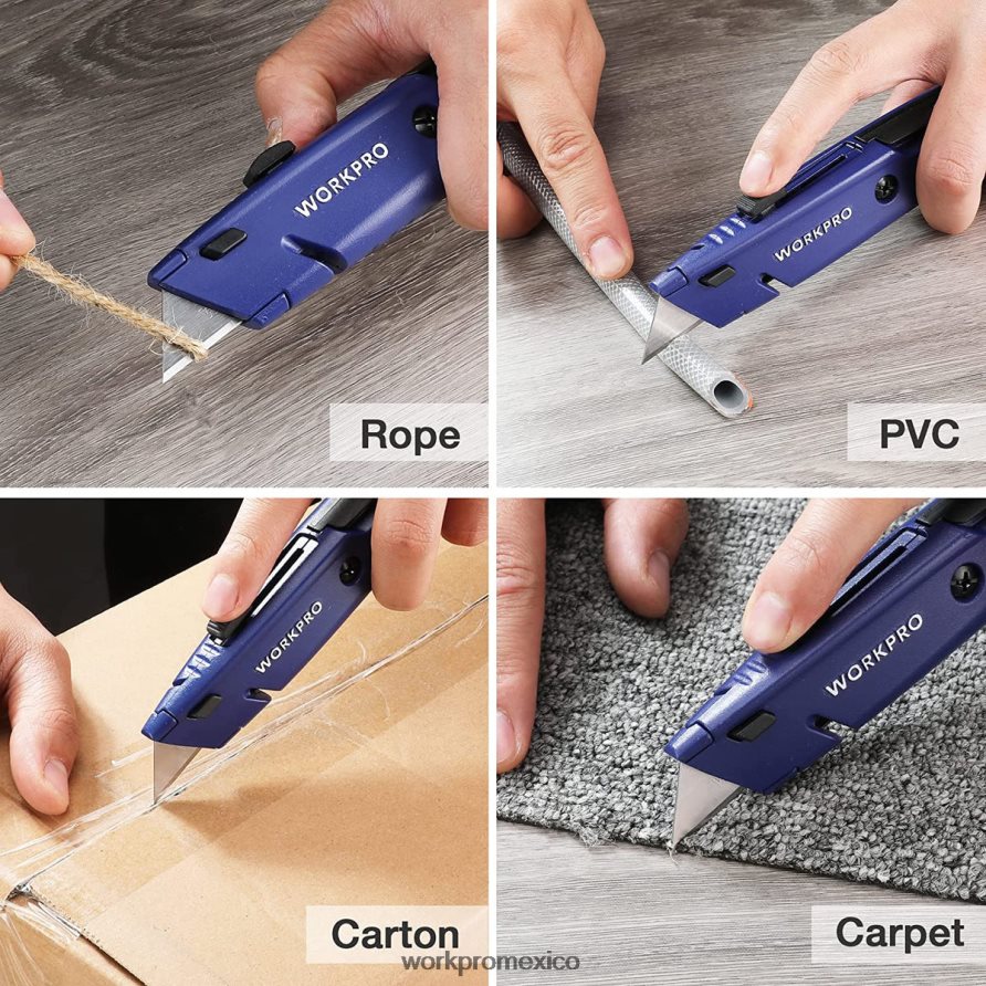 WORKPRO navaja multiusos retráctil con almacenamiento adicional para hojas, paquete de 2 cortadores de caja de cambio rápido moderno herramienta V82RH256