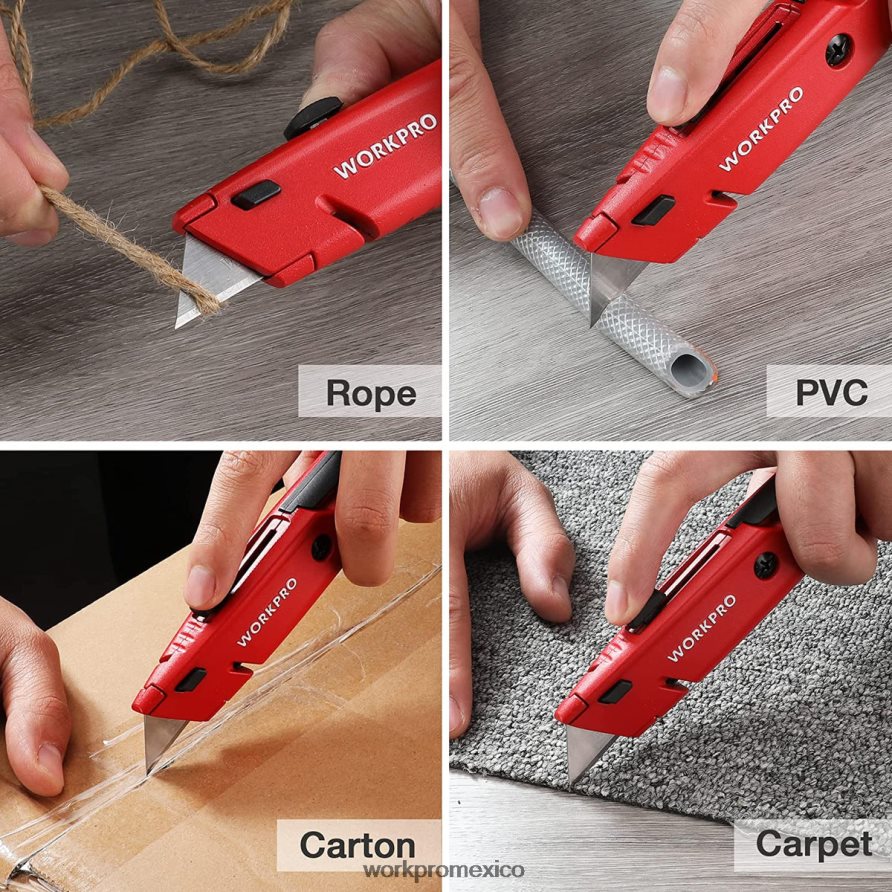 WORKPRO navaja multiusos retráctil con almacenamiento adicional para hojas, paquete de 2 cortadores de caja de cambio rápido moderno herramienta V82RH256