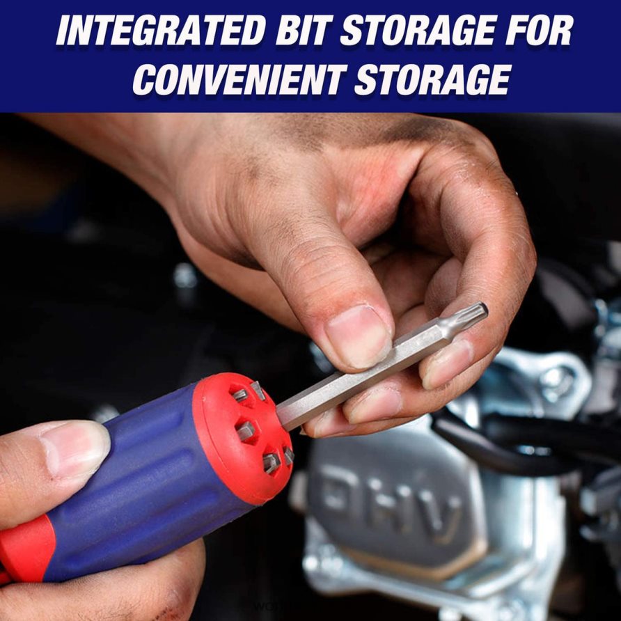 WORKPRO Destornillador con mecanismo de carga rápida de puntas múltiples y trinquete 12 en 1 moderno herramienta V82RH2101