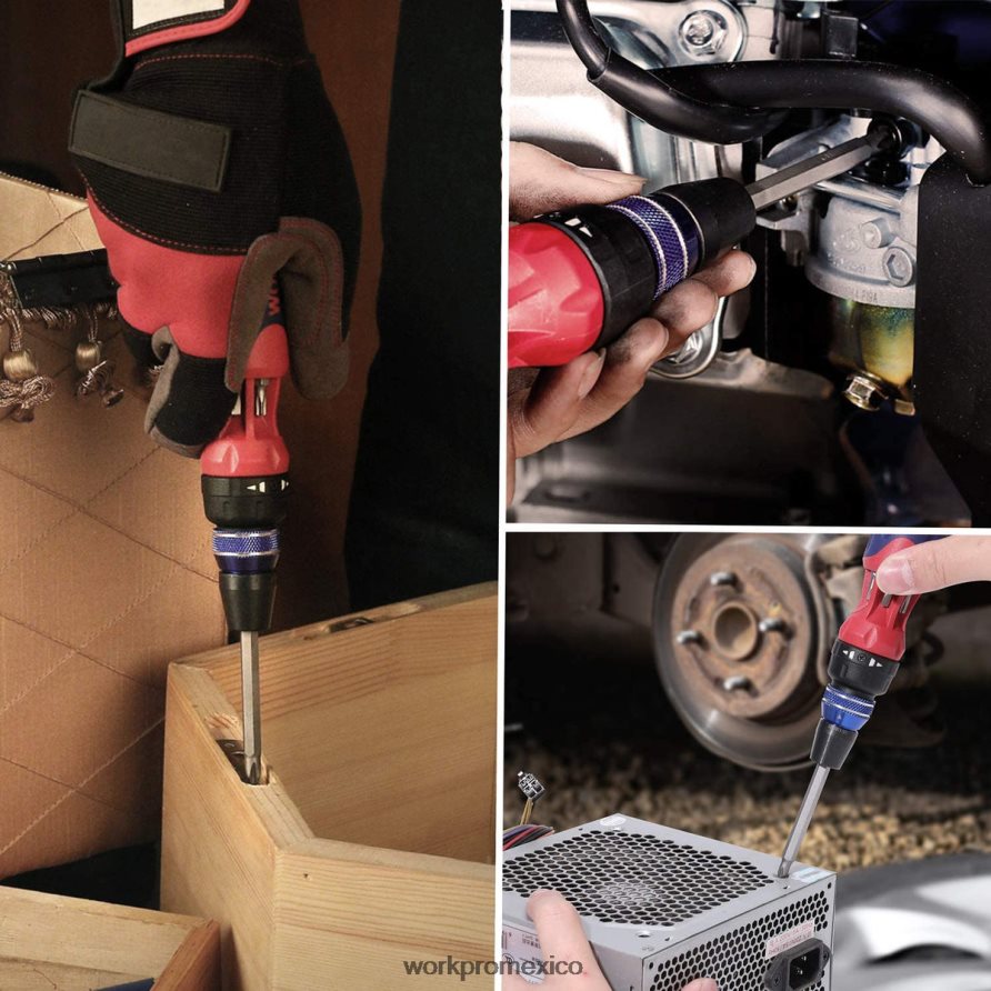 WORKPRO Destornillador con mecanismo de carga rápida de puntas múltiples y trinquete 12 en 1 moderno herramienta V82RH2101