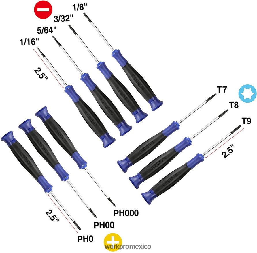 WORKPRO Juego de destornilladores de precisión de 10 piezas con funda. útil herramienta V82RH2100