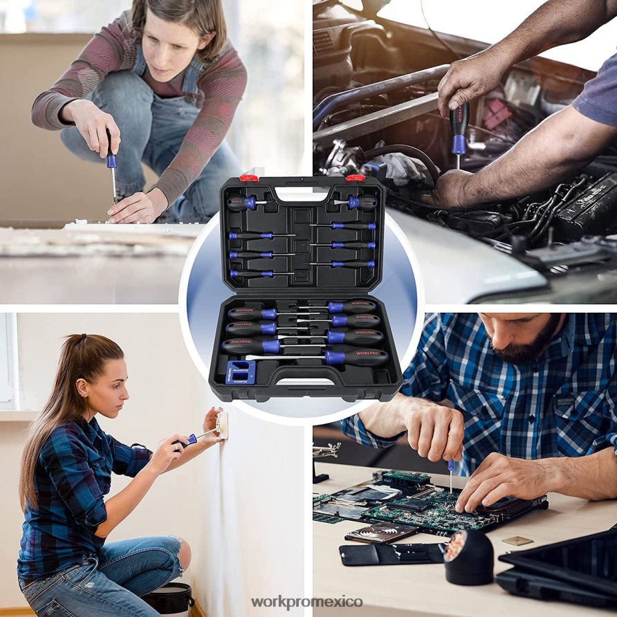 WORKPRO Juego de destornilladores magnéticos, 16 piezas de destornilladores de precisión Phillips ranurados Torx con magnetizador. nuevo herramienta V82RH298