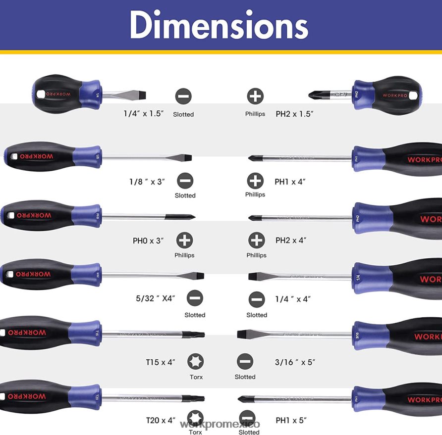 WORKPRO Juego de destornilladores magnéticos de 12 piezas con organizador plano para reparación de mecánica doméstica industrial nuevo herramienta V82RH299