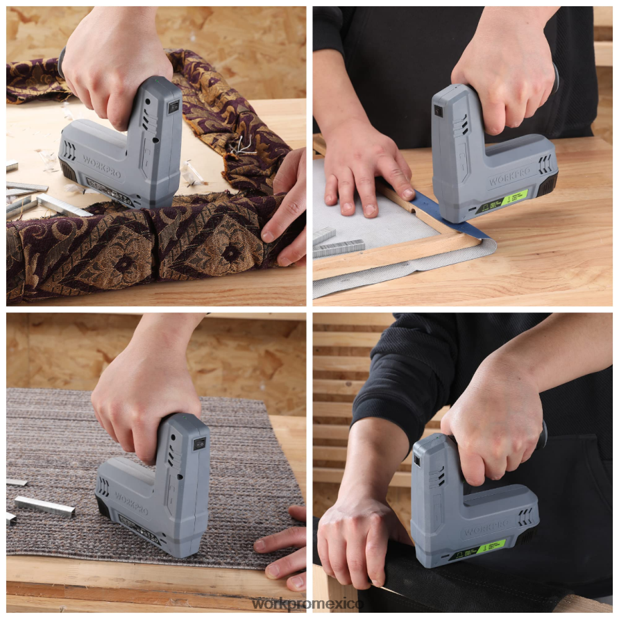 WORKPRO Pistola de grapas y clavos 2 en 1 inalámbrica eléctrica con batería de 3,6 v 2,0 Ah rosa/gris herramienta V82RH2265