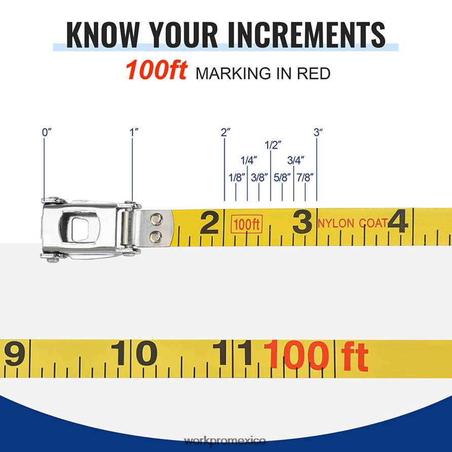 WORKPRO Cinta métrica de 100 pies, cinta larga de acero con carrete cerrado y mango plegable, estuche resistente a los golpes nuevo herramienta V82RH2106